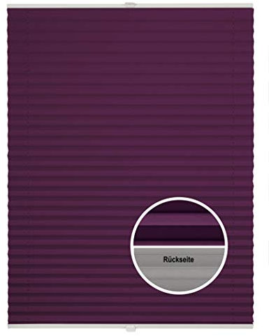 ondeco Plissee Thermo ohne Bohren mit Klemmträger,Sonnenschutz für Fenster innen, lichtschutz und Blickdicht, Faltrollo Sichtschutz für Tür, Jalousie Rollo leicht verdunkelnd Lila 45x130 cm