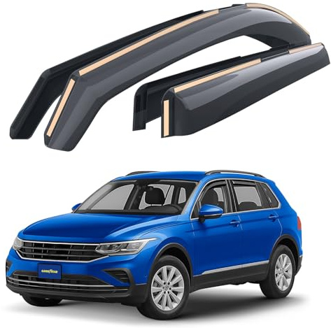 Goodyear Windabweiser kompatible mit Volkswagen Tiguan 16-23 - Kanal 4 St. | Regenabweiser Autofenster Regenschutz Volkswagen Tiguan II – bruchsicher Polycarbonat, kratzt nicht, wetterfest, frischluft