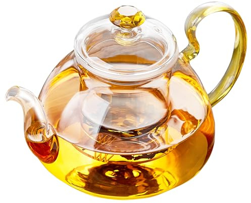 Large Capacity Glass Teapot with Removable Infuser, Stovetop Safe, Thickened Heat-Resistant Borosilicate Glass, 46 fl oz