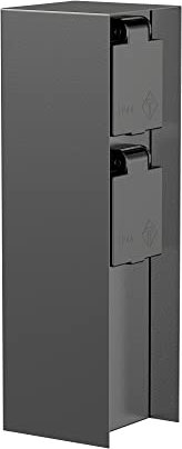 ledscom.de Garten Steckdosensäule POMI für außen, IP44, 2-Fach, Edelstahl, anthrazit, eckig, 23 cm