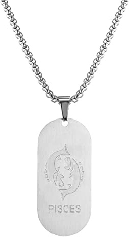 AFSTALR Gold/Silber/Schwarz Kette 12 Sternbilder Halskette Herren Tierkreis Kette Dog Tag Anhänger Konstellation Kette
