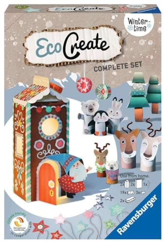 Ravensburger - EcoCreate Midi, Winter Time, Giochi da Giardino, Gioco Creativo e Bricolage Upcycling, Set Fai-Da-Te per Bambini, Età 6+ Anni