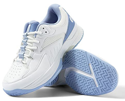 FitVille Extra Weit Tennisschuhe Damen Breit Hallenturnschuh Atmungsaktiv Training Schuhe für Tennis Badminton Walking Fitnessstudio Himmelblau 39.5 EU Weit