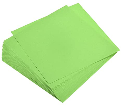 sourcing map Origami Papier Beidseitig Fluoreszierend Grün 5,9x5,9 Viereckig DIY 100 Blatt