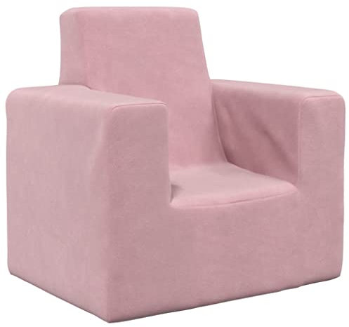 vidaXL Kindersofa, Sofa Sessel für Kinderzimmer, Kindersessel Kindercouch Abnehmbar Bezug, Kindermöbel Mini, Modern, Rosa Weich Plüsch