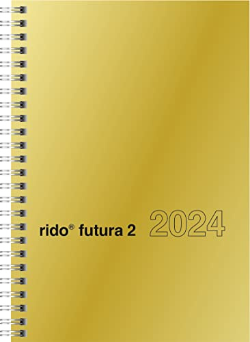 rido/idé Wochenkalender Modell futura 2 2024 2 Seiten = 1 Woche Blattgröße 14,8 x 20,8 cm goldfarben