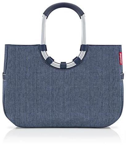 reisenthel loopshopper L Herringbone Dark Blue - Einkaufstasche 25l Volumen - B 46 x H 34,5 x T 25 cm, OR4113