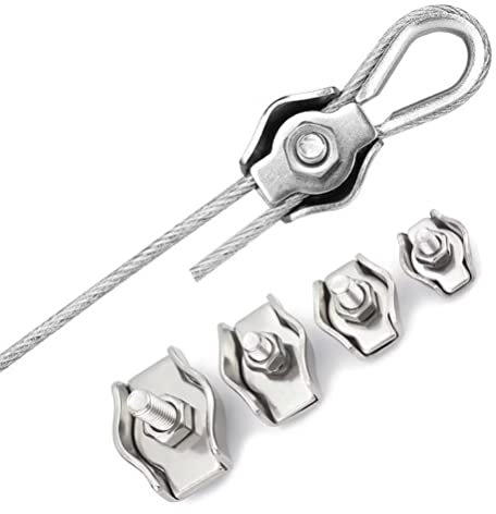 FEEIMOL Simplex Klemme Drahtseilklemme Edelstahl Seilklemme M8 für Ø 8 mm Drahtseil, StahlKabel (2 Stück)