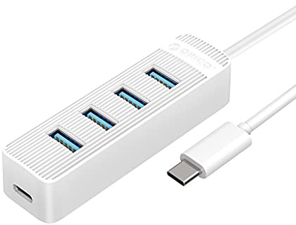 4 Port USB 3.0 HUB with Type C Power Supply Port for PC Laptop Computer Accessories ABS USB Splitter USB3.0 OTG (Color : White)