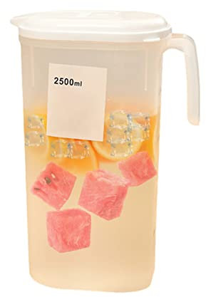 Brocca per acqua con porta del frigorifero con manico Brocca in plastica senza BPA con coperchio, caraffa per succhi perfetta per preparare tè e succhi, 1,8 l / 2,5 l, caraffa per acqua trasparente