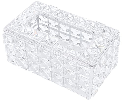 Rechteckige Kristall-Taschentuchbox-Abdeckung, Dekorative Papierbox, Serviettenhalter, Kosmetiktuchhalter, Verwendet in Küche, Esszimmer, Badezimmer, Schreibtisch, Silber
