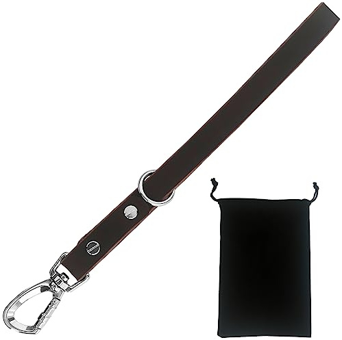 Dog Leash Leather Dog Lead Short Dog Rope 12 inch leather leash +2 inch 360 °clip Heavy Duty Metal Clip Soft Strong Light for Medium and Large Dogs Pet Training Walking