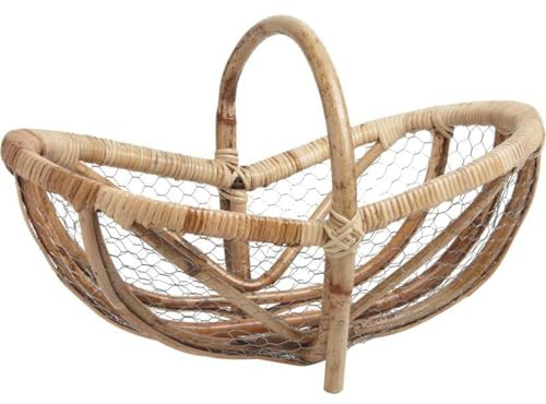 AUBRY GASPARD - Panier en Rotin et Grillage - Grande Capacité - Dimensions 49 x 27 x 30 cm - Léger 0,75 kg - Idéal Cueillette et Stockage Polyvalent - Transport Facile - Stockage Optimal Sans Humidité