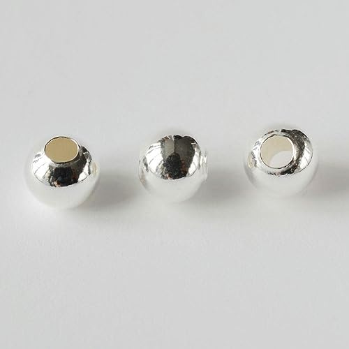 Perline in argento sterling massiccio 925 da 2 mm-20 mm per la creazione di gioielli, palline in argento S925 per realizzare braccialetti e collane. Foro grande da 4 mm