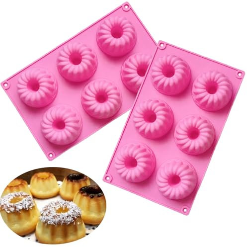 KEELYY 2 pezzi mini bundt cake tin silicone, Ø 7 cm Bundt cake tin piccolo stampo savarin silicone riutilizzabile muffin cups