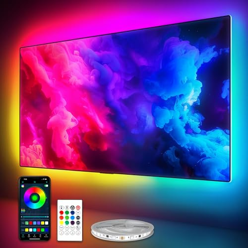 PANGTON VILLA Tira LED TV 5.5M, Televisor Tiras LED de 75-85 Pulgadas con Aplicación y Control Remoto, Múltiples Modos de Escena y Sincronización de Música Luces LED TV, Sala de Estar