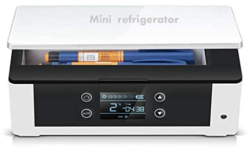 Contenitore refrigerato per insulina, Frigorifero Portatile, Frigorifero da 2-8°C, refrigeratore per farmaci, 1 Batteria al Litio, Adatto per Viaggi/interferone/conservazione di farmaci