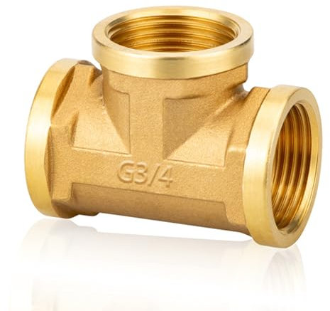 Raccordo a T 90° G3/4” filetto femmina in ottone,Raccordo a T in ottone G3/4(Ø24mm),DN20,Filettatura femmina del collettore di derivazione adatto all'acqua potabile