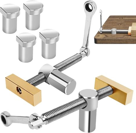 2 Stück Holzbearbeitung Bankhaken,20mm Tisch Werkbank Klemme,Niederhalter Werkbank Klemme,Holzbearbeitung Schreibtisch Clip Schnell Fixierte Klemme,Edelstahl Tisch Hobel Stop Bank Hunde Klemme