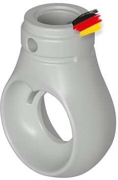 BAUHELD® Markisenöse Kunststoff [Made in Germany] - Halterung für Markisen-Kurbel mit Kugel-Haken [Rund] - Kurbel-Öse in Lichtgrau - RAL7035 - Bohrung 12mm - Querbohrung 4,1mm - Höhe 52,5mm
