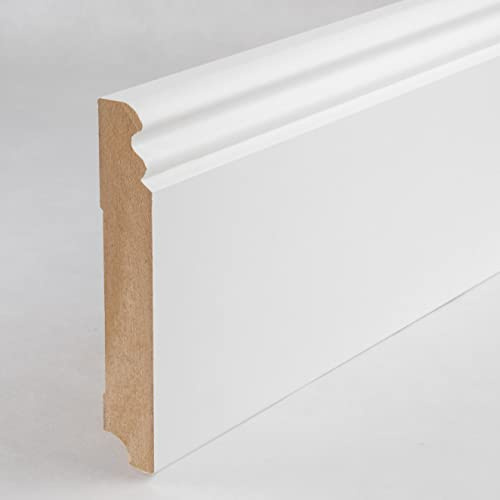PROVISTON Lot de 5 plinthes style Berlin - Profilé Hambourg - 19 x 115 x 2 500 mm - Noyau en MDF - Blanc - À coller, visser et clouer - Plinthe classique - 12,5 m