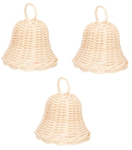 Alipis 3st Feiertagsdekorationen Hängende Weihnachtsglocken Aus Rattan Weihnachtsbaumschmuck Szene Selber Machen Weihnachtsdeko Auf Dem Bauernhof DIY Indonesisches Rattan