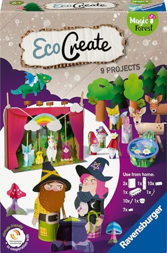 Ravensburger EcoCreate 23921 - Theater im Wald - DIY Bastelset ab 6 Jahren, Basteln für Kinder mit Upcycling