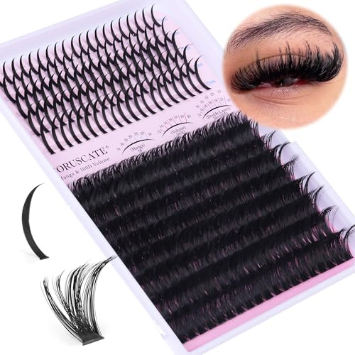 CORUSCATE 100D Cluster-Wimpern, stachelige Einzelwimpern, dick, D-Curl-Wimpern, individuelles Cluster-Volumen, Wimpernbügel, DIY, lange Spitzen, russische Streifen