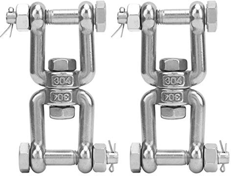 ANKROYU 2 pièces Manille rotative, connecteur à Anneau Rotatif en Acier Inoxydable 304, Manille rotative à Double ancrage à mâchoire avec Assurance M10 pour Fil d'acier de Traction