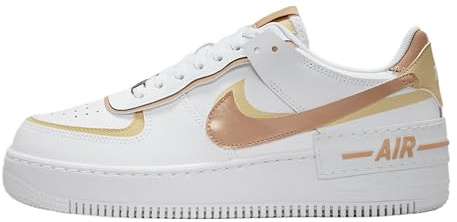 Nike DZ1847-111 Air Force 1 Shadow Donna, White/Hemp-Team Gold-White EU 39