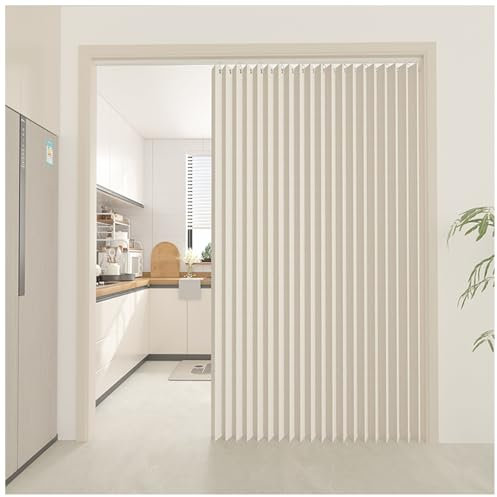 Tende Oscuranti per Porta, Tende Pieghevoli a Fisarmonica per Armadi Senza Porta Resistente all'Acqua Tenda Divisoria per Interni per Camera da Letto, Finestra, Bagno, Porta(Beige,80x180cm)