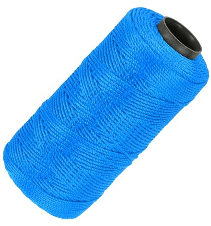 QUARKZMAN Hilo de Nailon 3 Hebras Trenzado Línea de Albañil 1.5mm x 218 Yardas Cuerda de Nailon para Proyectos DIY, Mejoras del Hogar, Suministros para Fiestas Navideñas, Azul Lago