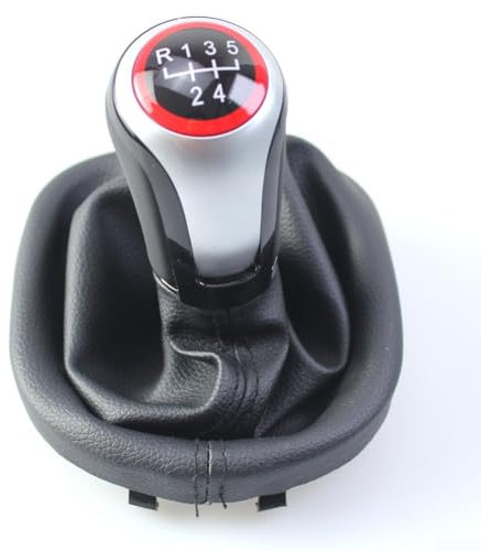 Vilgftyiet Pomo de palanca de cambios de cuero para caja de cambios de 5 velocidades, diseñado para TOURAN 2003 2010 y Caddy II 2 MK2 2004 2009 para elevar el estilo de conducción