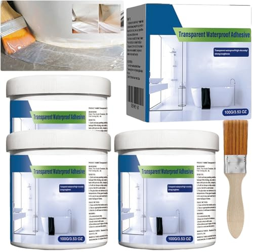 Transparent Waterproof Coating Spray & Polyurethane Sealant for Roof, Concrete, Wood, Basement, Gutters | Clear Waterproof Adhesive, Leak Repair, Flexible Seal Liquid Rubber Waterproofer (3pcs)