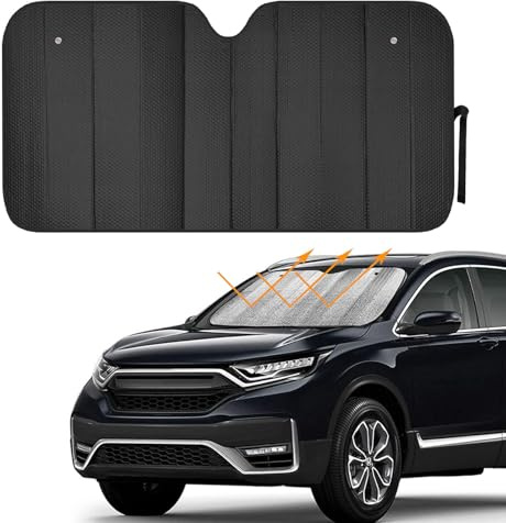 Windshield Sunshade - Foldable Reflective Sun Visor for Car - Protects Vehicle from Sun Heat and UV Rays, Keeps Interior Cool - Best Blocks Visor Protector (Black)