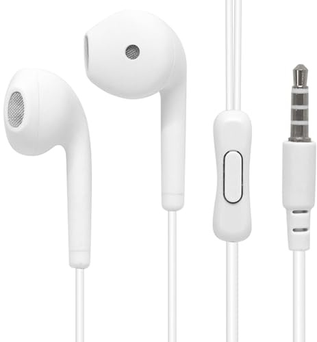 Waytex Écouteurs filaires Intra-Auriculaires avec Micro et Prise Jack 3.5 mm – Kit Mains Libres Compatible Toutes Marques, Smartphone, PC, Tablette, Lecteur MP3 – Blanc