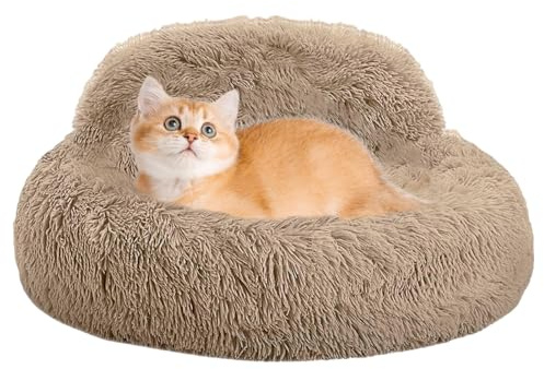 Lit de chien doux - nid de compagnie ronde moelleux, chair de botté non glissant, oreiller de canapé à coussin à monture à haut niveau | Un lieu de sommeil confortable parfait pour le repos quotidien,