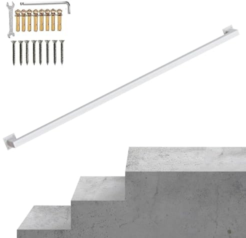 Escalera de metal, tubo de acero industrial galvanizado de 1 a 20 pies, barra de agarre de montaje en pared, opciones de 1 m a 3 m, acabado blanco, barandilla de escalera para seguridad y apoyo