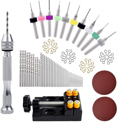 Tekrill Juego de Taladro Manual de Precisión de 112 Piezas con Pin Vise, Taladro Manual de Metal para Artesanía con Brocas Micro Twist para Joyería, Madera, Trabajo Manual DIY, Modelismo TS/SDZKQ-01