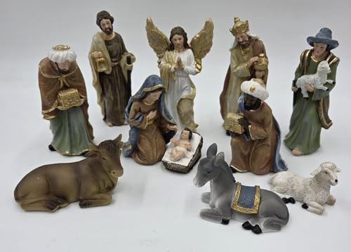 Geschenkestadl Krippenfiguren-Set 11teilig 4cm-13cm Weihnachtsdekoration Krippendeko Weihnachten Winter Deko