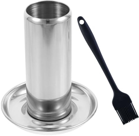 FUTUREORYY Support de Poulet Acier Inoxydable avec Plateau Récupérateur Rôtissoire Verticale pour Bière et Dinde Accessoire Barbecue Polyvalent pour et Four