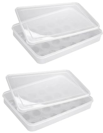 CONGARTENO 2pezzi Porta Uova in Plastica Coperchio Trasparente Contenitore Per Uova Da Vassoio Per Frigorifero Cucina Scatola Per Conservare