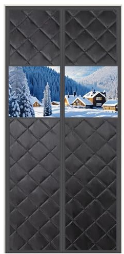 Magnet Wärmeschutzvorhang Tür, 90x210cm Thermovorhang Kälteschutz Aussen mit PVC Fenster, Winddicht und Energiesparend Kälteschutzvorhang Ohne Bohren Thermo Türvorhang für Kellertür Balkon Terrassen