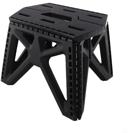 Eawfgtuw Stabiler Outdoor-Klapphocker, leicht, tragbar, Campingstuhl mit hoher Tragfähigkeit, 118 kg, sechseckiger Sitz für Garten, Angeln, Küche, Schwarz