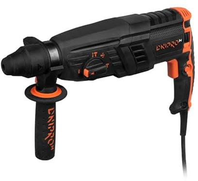 Dnipro-M Martello Perforatore SDS Plus 1000W 3,4J Professionale, 3 Modalità (Foratura, Percussione, Scalpellatura), 30 mm Calcestruzzo, Cavo 4 m, con Impugnatura Ausiliaria e Valigetta.RH-16