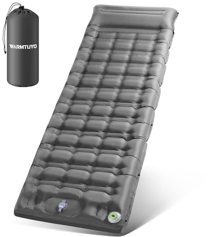 WARMTUYO Materassino Campeggio, con Pompa Elettrica, 12CM Extra Spessore Materassino Gonfiabile, Tappetino Campeggio Ultraleggero, per Tenda, Spiaggia, Viaggi, Trekking, Ciclismo, Escursionismo