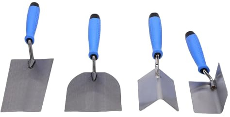 TIKATARER Juego de Paletas de Acabado de Yeso de 5 Piezas, Juego de Herramientas para Esquinas de Paneles de Yeso de Acero Inoxidable, Herramientas Manuales de Enlucido de Pintura con de TPR, Ideal