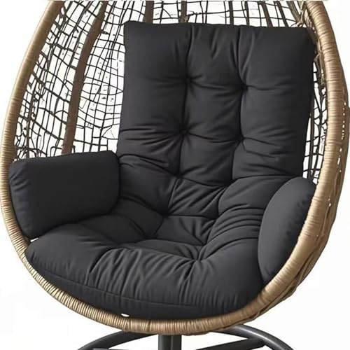 Egg Chair Cushion, Hanging Chair Cushions, Waterproof Thick Hammock Chair Cushion Replacement, Outdoor/Indoor Swing Garden Seat Cushions for Hanging Swing (Only Pad),Black