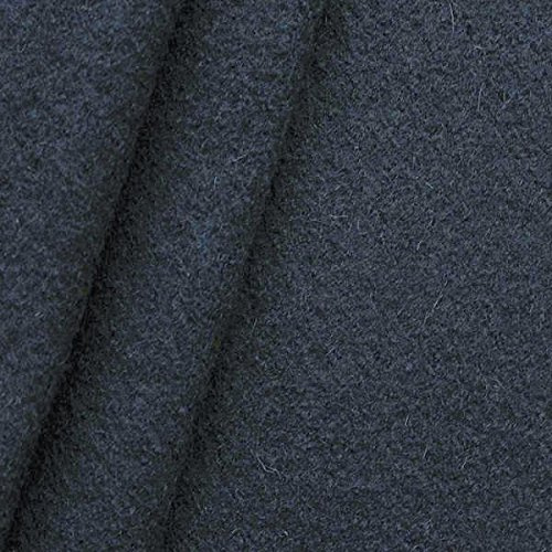 STOFFKONTOR Walkloden Wollstoff Meterware, 100% Wolle, Farbe Nacht-Blau, Isolierend & Beidseitig verwendbar, 140 cm breit, 350 g/m²