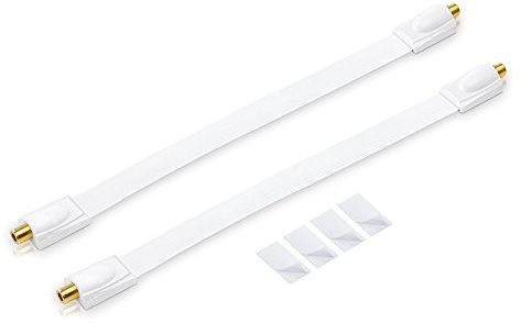 conecto 2X Premium Fensterdurchführung für SAT Kabel koaxial inkl. Klebepads (F-Kupplung auf F-Kupplung, vergoldet) weiß, 30 cm